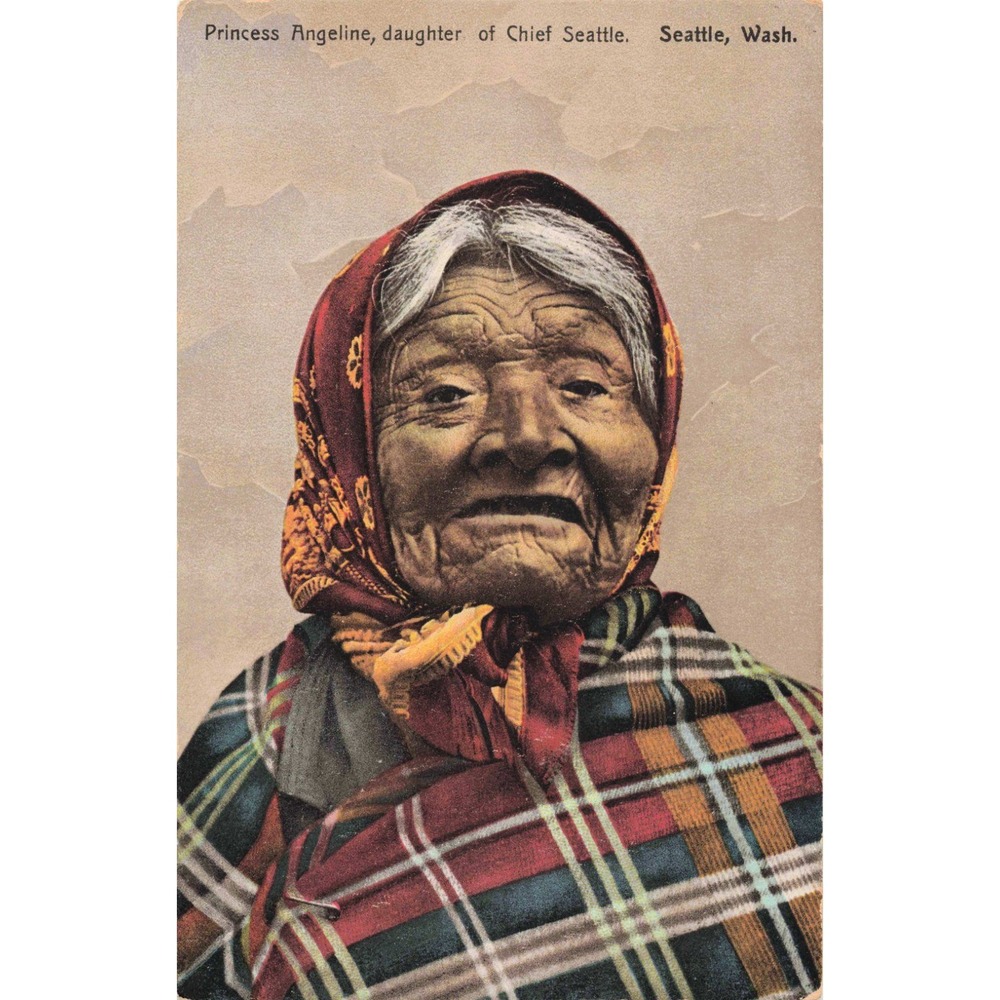 Princess Angeline Daughter of Chief Seattle Polychrome Postcard Seattle Wash VG- - Picture 1 of 2
